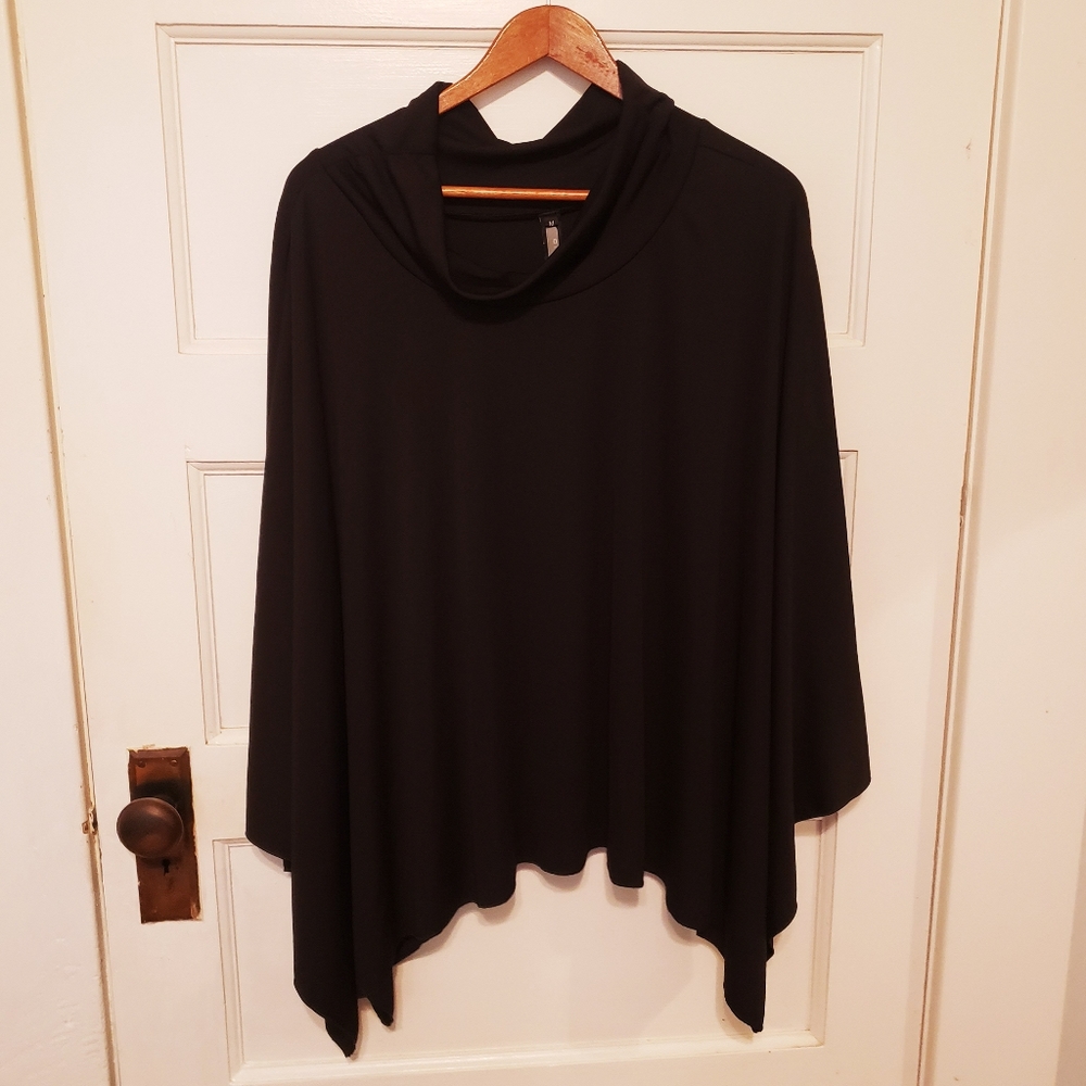 Inizio black cowl neck poncho shirt flowy made in Italy medium